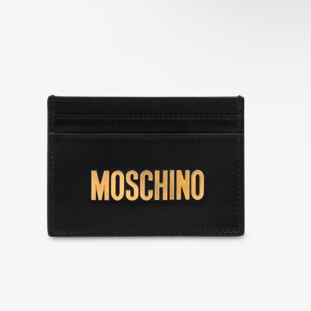 Moschino Black Metallic Logo Card Holder